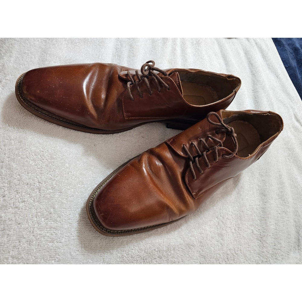 Joseph Abboud Mens Cognac Brown Leather Oxford Dress Shoes 414705